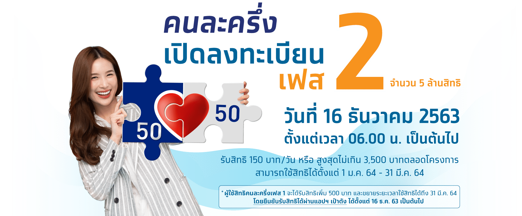 เปิดขั้นตอน ลงทะเบียน คนละครึ่ง เฟส 2 จำนวน 5 ล้านสิทธิ์ เริ่ม 16 ธ.ค. 2563 เวลา 06.00 น.