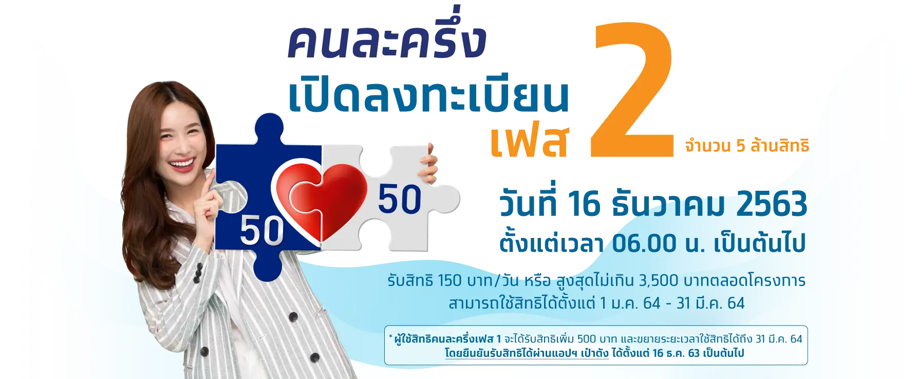 เปิดขั้นตอน ลงทะเบียน คนละครึ่ง เฟส 2 จำนวน 5 ล้านสิทธิ์ เริ่ม 16 ธ.ค. 2563 เวลา 06.00 น.