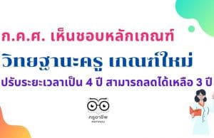 ก.ค.ศ. เห็นชอบหลักเกณฑ์วิทยฐานะครู เกณฑ์ใหม่ ปรับระยะเวลาเป็น 4 ปี สามารถลดได้เหลือ 3 ปี