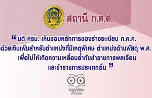 สถานี ก.ค.ศ. หลักการของร่างระเบียบ ก.ค.ศ. ว่าด้วยเงินเพิ่มสำหรับตำแหน่งที่มีเหตุพิเศษ ตำแหน่งด้านพัสดุ พ.ศ. ….