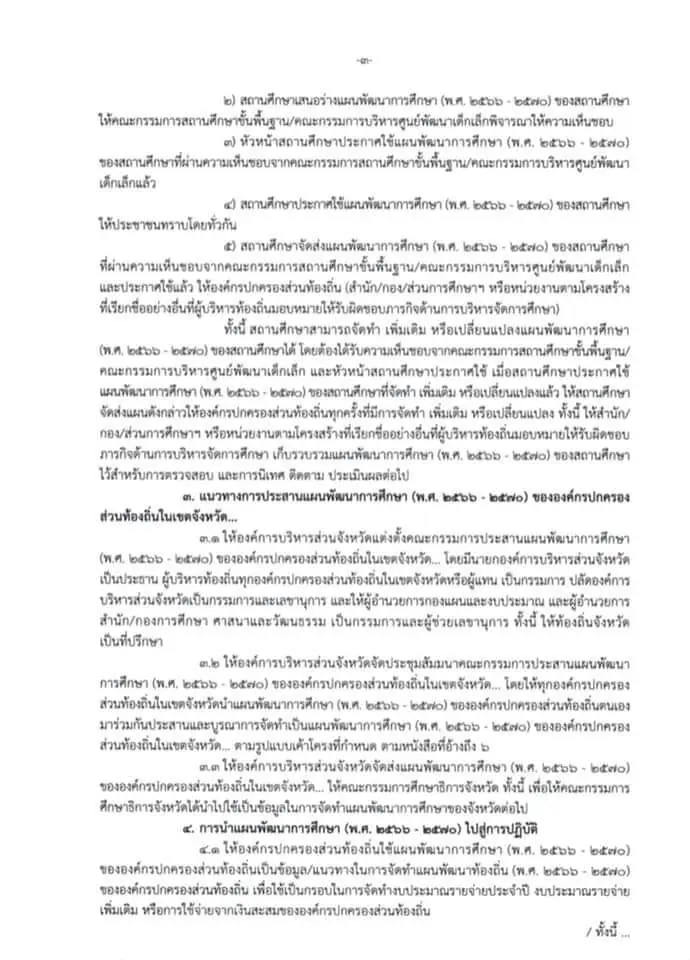 แนวทางการจัดทำแผนพัฒนาการศึกษา (พ.ศ. ๒๕๖๖-๒๕๗๐) ขององค์กรปกครองส่วนท้องถิ่นและสถานศึกษาในสังกัดองค์กรปกครองส่วนท้องถิ่น