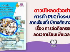 ดาวน์โหลดตัวอย่าง PLC สายชั้น ภาคเรียนที่1 ปีการศึกษา2563 เรื่อง การจัดกิจกรรมลดเวลาเรียนเพิ่มเวลารู้