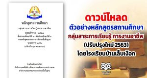 ดาวน์โหลด ตัวอย่างหลักสูตรสถานศึกษา กลุ่มสาระการเรียนรู้ การงานอาชีพ 2 มาตรฐาน (ปรับปรุงใหม่ 2563) โดยโรงเรียนบ้านเล็บเงือก