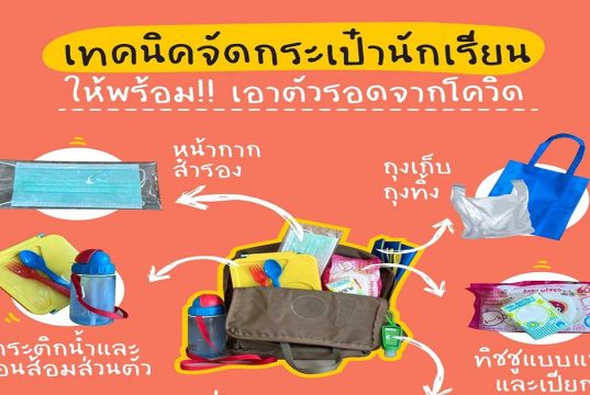 เทคนิคจัดกระเป๋านักเรียนให้พร้อม!! เอาตัวรอดจากโควิด จาก สสส.