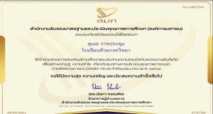 โครงการส่งเสริมสถานศึกษาและประสานความร่วมมือกับหน่วยงานต้นสังกัด เพื่อสร้างความรู้ ความเข้าใจ เกี่ยวกับแนวทางการประเมินภายนอกฯ ทำแบบประเมินเพื่อ รับใบประกาศจาก สมศ.