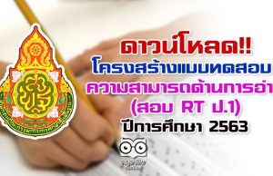 ดาวน์โหลด!! โครงสร้างแบบทดสอบความสามารถด้านการอ่าน (สอบ RT ป.1) ปีการศึกษา 2563