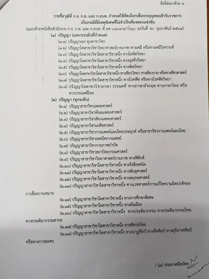 มาแล้ว!! ประกาศคุณวุฒิ​การศึกษา​ที่​ ก.จ.​ ก.ท.​ และ​ ก.อบต.​ กำหนดให้คัดเลือกเพื่อบรรจุ​เข้ารับราชการ กรณีพิเศษ​ที่ไม่จำเป็นต้องสอบแข่งขัน