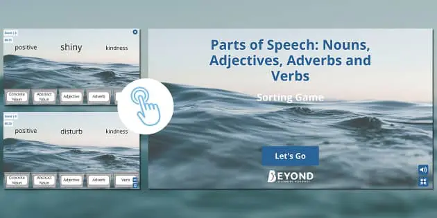 Parts of Speech: Nouns, Adjectives, Adverbs and Verbs Sorting Game