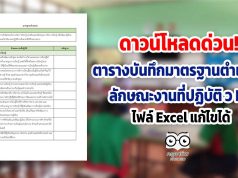 ดาวน์โหลดด่วน!! ตารางบันทึกมาตรฐานตำแหน่ง ว PA ลักษณะงานที่ปฏิบัติ ไฟล์ Excel