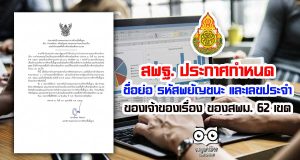 สพฐ. ประกาศ กำหนดชื่อย่อ รหัสพยัญชนะ และเลขประจำของเจ้าของเรื่อง ของ สพม. 62 เขต