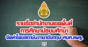 รายชื่อสำนักงานเขตพื้นที่การศึกษามัธยมศึกษา ภาษาอังกฤษ จัดทำโดยสถาบันภาษาอังกฤษ ศบศ.สพฐ.