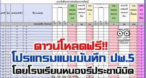 ดาวน์โหลดฟรี!! โปรแกรมแบบบันทึกผลการพัฒนาคุณภาพผู้เรียน (ปพ.5) ในรูปแบบอิเล็กทรอนิกส์ โดยโรงเรียนหนองรีประชานิมิต