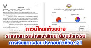 ดาวน์โหลดตัวอย่างไฟล์ รายงานการสร้างและพัฒนา สื่อ นวัตกรรม การเรียนการสอน ประกอบตัวชี้วัด ว21