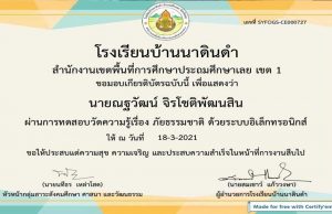 แบบทดสอบออนไลน์ เรื่อง แบบทดสอบภัยธรรมชาติ ผ่านเกณฑ์ 70% รับเกียรติบัตรทางอีเมลล์ โดยโรงเรียนบ้านนาดินดำ สพป.เลย เขต1
