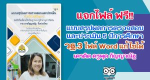แจกไฟล์ แบบสรุปผลการตรวจสอบและประเมิน 5 ปีการศึกษา วฐ.3 ไฟล์ Word แก้ไขได้ เครดิต ครูพุด กัญญาณัฐ