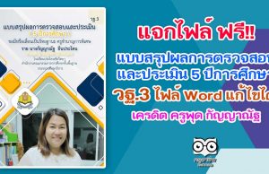 แจกไฟล์ แบบสรุปผลการตรวจสอบและประเมิน 5 ปีการศึกษา วฐ.3 ไฟล์ Word แก้ไขได้ เครดิต ครูพุด กัญญาณัฐ