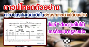 ดาวน์โหลดตัวอย่าง ตารางสรุปคุณสมบัติในช่วงระยะเวลาเปลี่ยนผ่าน ไฟล์ *.doc (แก้ไขได้) เครดิตเพจ ครูสายบัว