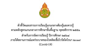 ดาวน์โหลดด่วน!! ตัวชี้วัดต้องรู้และควรรู้ สําหรับการจัดการเรียนรู้ ปีการศึกษา 2564 ในถานการณ์แพร่ระบาดของโรค COVID-19 โดย สวก.สพฐ.