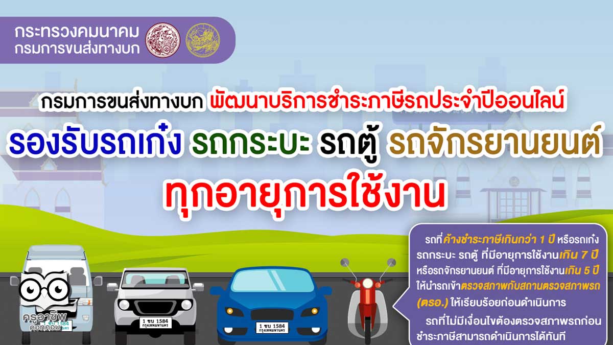 กรมการขนส่งทางบก ยกระดับบริการชำระภาษีรถประจำปีออนไลน์ ผ่านแอปพลิเคชัน DLT Vehicle Tax