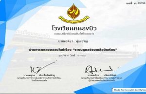 แบบทดสอบออนไลน์ เรื่อง ระบบดูแลช่วยเหลือนักเรียน ผ่านเกณฑ์รับเกียรติบัตรฟรี โดยโรงเรียนหนองบัว
