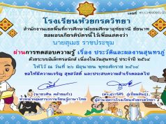 แบบทดสอบออนไลน์ เนื่องในวันสุนทรภู่ ๒๖ มิถุนายน ๒๕๖๔ ผ่านเกณฑ์ ๘๐% รับเกียรติบัตร ทางอีเมล์ โดยโรงเรียนห้วยกรดวิทยา