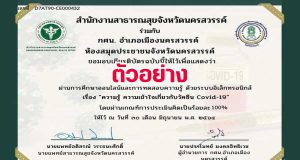 แบบทดสอบออนไลน์ เรื่อง ความรู้ ความเข้าใจ เกี่ยวกับวัคซีน COVID-19 ผ่านการทดสอบ 80% รับใบประกาศทาง E-mail โดยสำนักงานสาธารณสุขจังหวัดนครสวรรค์ ร่วมกับกศน. อำเภอเมืองนครสวรรค์