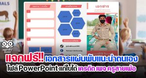 แจกฟรี!! เอกสารแผ่นพับแนะนำตนเอง ไฟล์ PowerPoint แก้ไขได้ เครดิต เพจ ครูสายเพ้อ