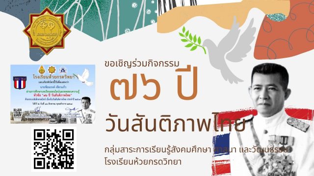 แบบทดสอบออนไลน์ เนื่องในวันครบรอบ 76 ปี วันสันติภาพไทย ผ่านเกณฑ์การทดสอบ ร้อยละ 80 สามารถดาวน์โหลดเกียรติบัตรได้ทันที โดย โรงเรียนห้วยกรดวิทยา