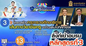 ลิงก์เข้าอบรมหลักสูตรที่ 3 “โครงสร้างศธ. เส้นทางสิชาชีพครูจะก้าวเดินไปทิศทางใด” ตลาดนัดการเรียนรู้ออนไลน์วังจันทรเกษม วันที่ 13 สิงหาคม 2564 เวลา 09.00 น.