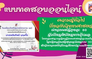 เนื่องในกิจกรรมสัปดาห์วิทยาศาสตร์แห่งชาติ ประจำปีการศึกษา 2564 ผ่านเกณฑ์ร้อยละ 80 รับเกียรติบัตรทางอีเมล โดยโรงเรียนวัดศรีสุนทร(มิตรภาพ ๑๕)