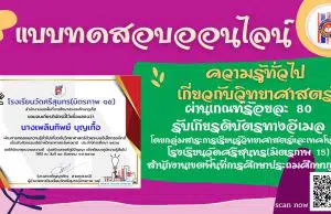 เนื่องในกิจกรรมสัปดาห์วิทยาศาสตร์แห่งชาติ ประจำปีการศึกษา 2564 ผ่านเกณฑ์ร้อยละ 80 รับเกียรติบัตรทางอีเมล โดยโรงเรียนวัดศรีสุนทร(มิตรภาพ ๑๕)