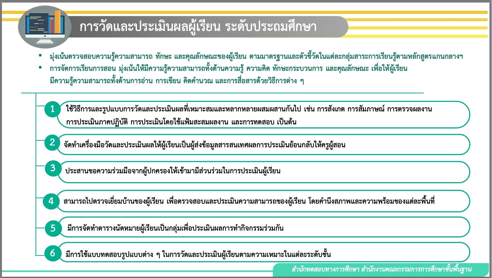 แนวทางการวัดและประเมินผลในชั้นเรียน ในสถานการณ์การแพร่ระบาดของโรคติดเชื้อไวรัสโคโรนา 2019 (COVID-19)