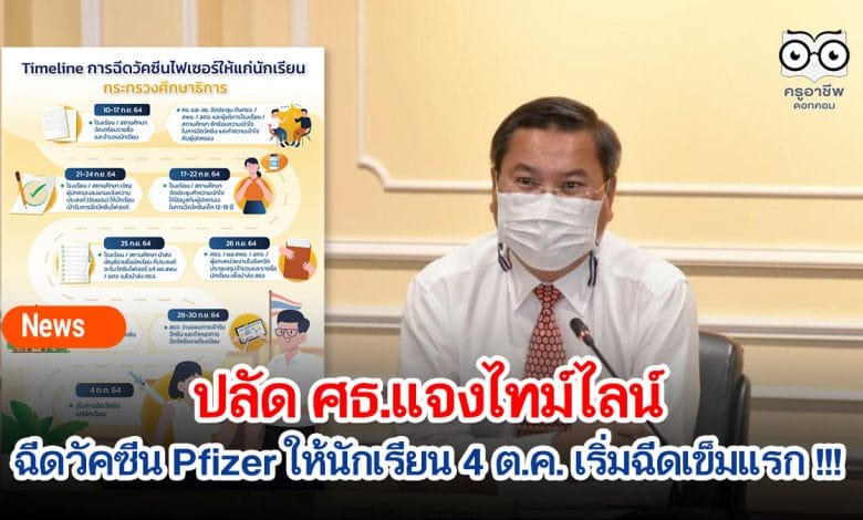 ปลัด ศธ.แจงไทม์ไลน์ ฉีดวัคซีน Pfizer ให้นักเรียน 4 ต.ค. เริ่มฉีดเข็มแรก !!!