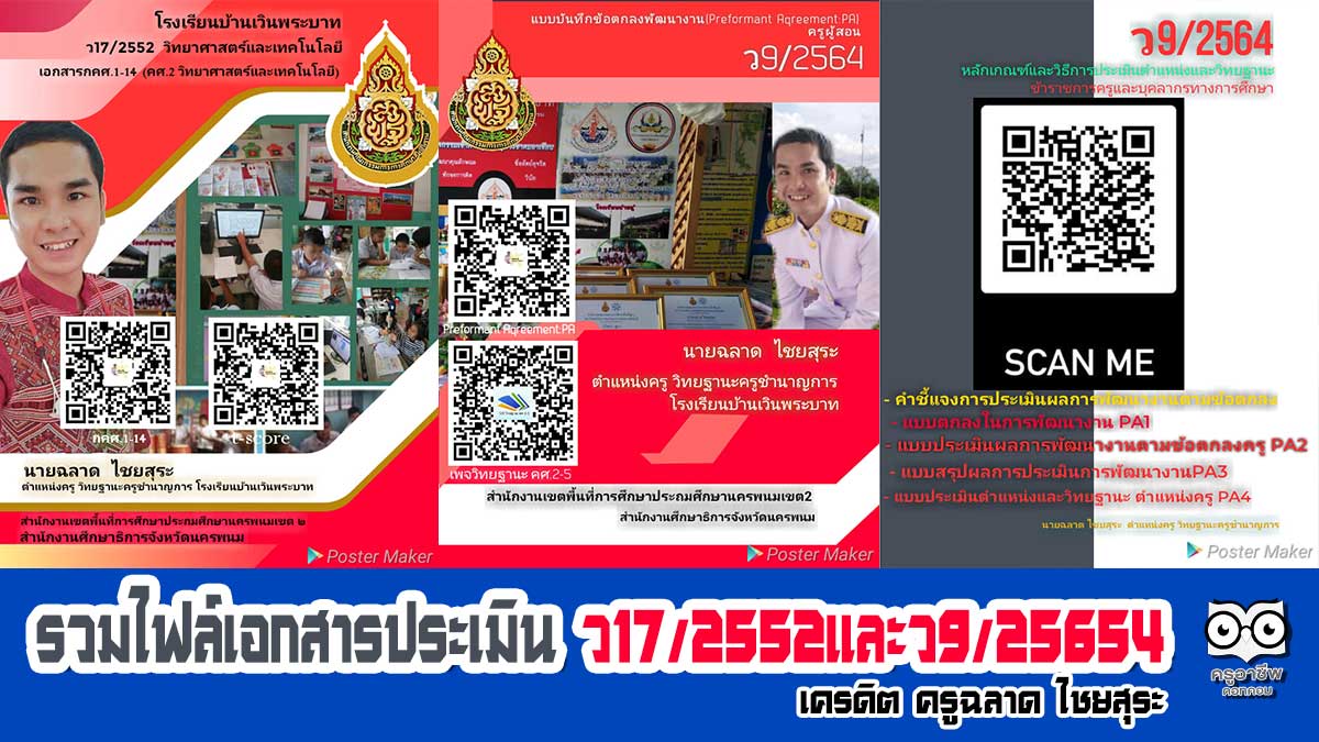 แจกฟรี!! รวมไฟล์เอกสาร​ประเมิน​ ว17/2552​และว9/25654 เครดิต ครูฉลาด ไชยสุระ