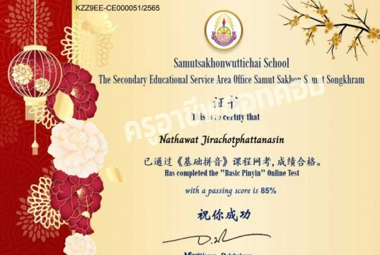 แบบทดสอบออนไลน์ เรื่อง พินอินภาษาจีน 汉语拼音 ผ่านเกิน 70% จะได้รับเกียรติบัตร โดยโรงเรียนสมุทรสาครวุฒิชัย
