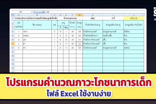 ดาวน์โหลด โปรแกรมคำนวณภาวะโภชนาการเด็ก ทีละหลายคน