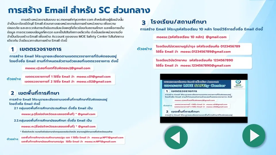 สรุปวิธีการใช้งานสำหรับผู้รับแจ้งเหตุในระบบ MOE Safety Center