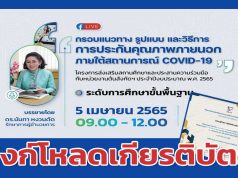 ลิงก์โหลดรับเกียรติบัตร การรับชม กรอบแนวทาง รูปแบบ และวิธีการประกันคุณภาพภายนอกภายใต้สถานการณ์ COVID-19 ระดับการศึกษาขั้นพื้นฐาน ครั้งที่ 2 วันที่ 5 เมษายน 2565  รับเกียรติบัตรฟรี โดย สมศ.