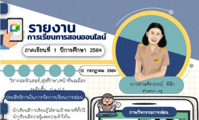 ดาวน์โหลดฟรี รายงานการสอนออนไลน์ ไฟล์เพาเวอร์พอยท์ แก้ไขได้ 