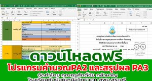 โปรแกรมคำนวณคะแนน PA2 และสรุปผลการประเมิน PA3