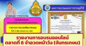 ดาวน์โหลด ไฟล์รายงานการอบรมออนไลน์ ตลาดนัดการเรียนรู้วังจันทรเกษม เฟส 2 ตลาดที่ 6 จำอวดหน้าวัง (จันทรเกษม) แบบหน้าเดียว ไฟล์ PPT แก้ไขได้
