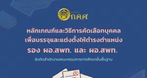หลักเกณฑ์และวิธีการคัดเลือกบุคคลเพื่อบรรจุและแต่งตั้งให้ดำรงตำแหน่ง รอง ผอ.สพท. และผอ.สพท. สังกัด สพฐ.