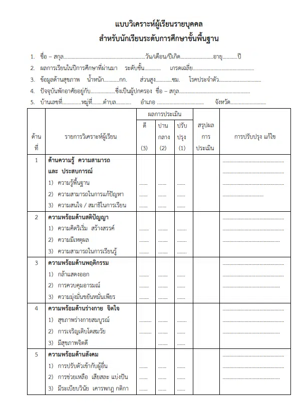 ดาวน์โหลดฟรี แบบวิเคราะห์ผู้เรียนรายบุคคล พร้อมรายงาน ไฟล์ปก แก้ไขได้