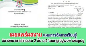 เผยแพร่ผลงาน แผนการจัดการเรียนรู้ รายวิชาวิทยาการคำนวณ 2 ชั้น ม.2 โดยครูณัฐพงษ์ เจริญปรุ ครูโรงเรียนบัวใหญ่