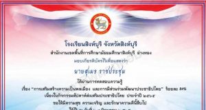 แบบทดสอบออนไลน์ การเสริมสร้างความเป็นพลเมือง และการมีส่วนร่วมพัฒนาประชาธิปไตย ผ่านเกณฑ์ 75% รับเกียรติบัตรทางอีเมล โดยโรงเรียนสิงห์บุรี ๒๔ มิถุนายน – ๑ กรกฎาคม พ.ศ. ๒๕๖๕