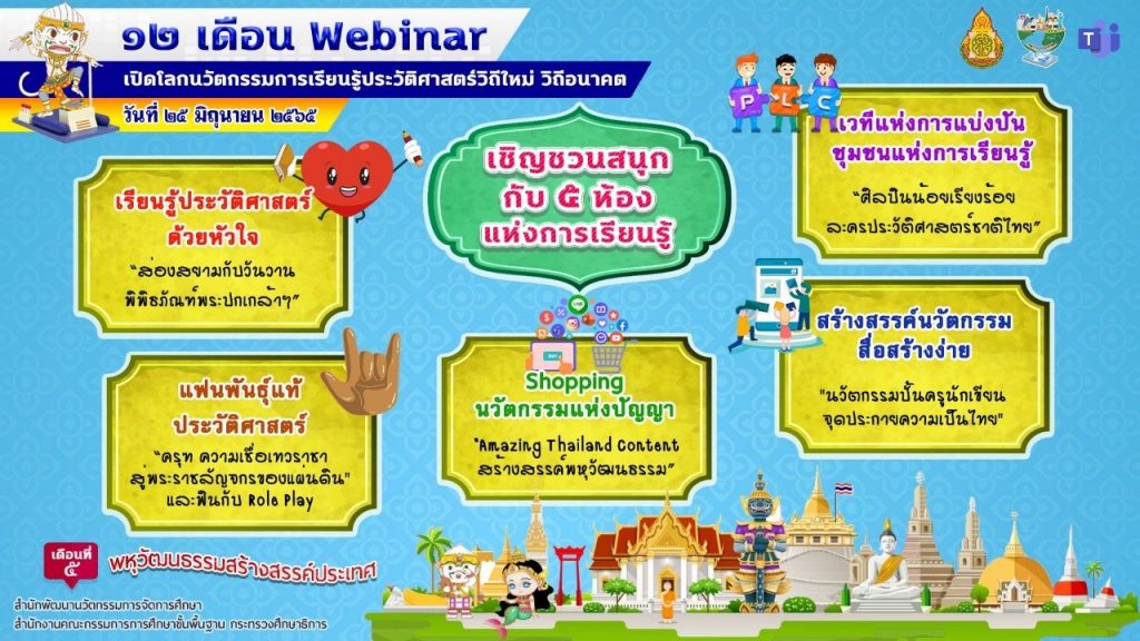 ขอเชิญอบรมออนไลน์ รับเกียรติบัตร สพฐ. กิจกรรมอบรม 12 เดือน Webinar เปิดโลกนวัตกรรมการเรียนรู้ประวัติศาสตร์วิถีใหม่ วิถีอนาคต เพื่อรับวุฒิบัตรฟรี เดือนที่ 5 พหุวัฒนธรรม สร้างสรรค์ประเทศ วันที่ 25 มิถุนายน 2565