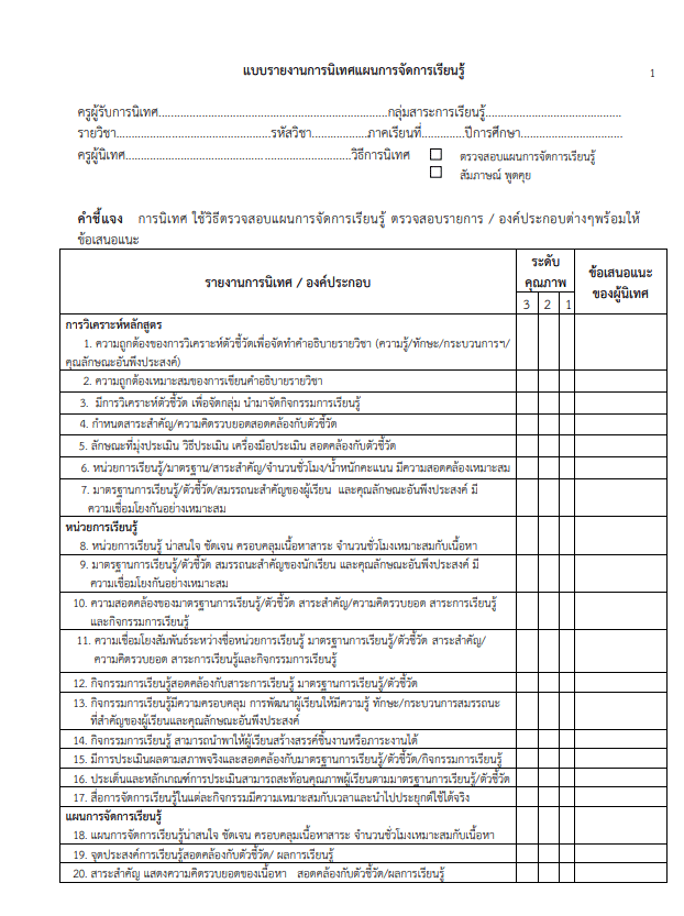 ดาวน์โหลด แบบบันทึก แบบรายงานการนิเทศแผนการจัดการเรียนรู้ doc ไฟล์เวิร์ด แก้ไขได้ 2