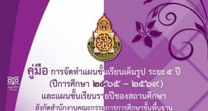 ดาวน์โหลด คู่มือการจัดทำแผนชั้นเรียนและระบบจัดเก็บข้อมูลแผนชั้นเรียนเต็มรูป ระยะ 5 ปี (ปีการศึกษา 2565 – 2566)