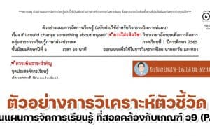 ตัวอย่างการวิเคราะห์ตัวชี้วัด ในแผนการจัดการเรียนรู้ ที่สอดคล้องกับเกณฑ์ ว9 (PA) โดย เพจ Kru Tony English