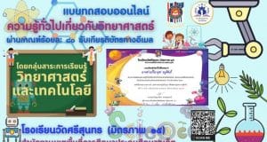 แบบทดสอบออนไลน์ ความรู้ทั่วไปเกี่ยวกับวิทยาศาสตร์ เทคโนโลยี และคณิตศาสตร์ สอบผ่านร้อยละ 80 รับเกียรติบัตรฟรี ผ่านทางอีเมล โดยโรงเรียนวัดศรีสุนทร - มิตรภาพ 15